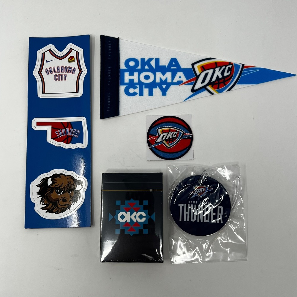 Oklahoma City Thunder Bundle Pennant Stickers Patch Cards Luggage Tag OKC NBA